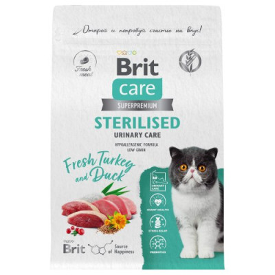 Brit Care Сухой корм для стерилизованных кошек с Индейкой и Уткой 400г