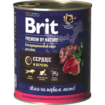 Brit Premium by Nature Консервы для собак Сердце и печень 850г