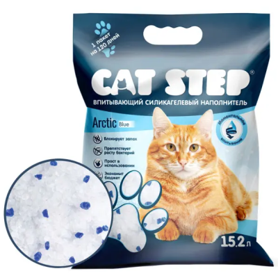 Наполнитель впитывающий силикагелевый CAT STEP Arctic Blue, 15,2 л