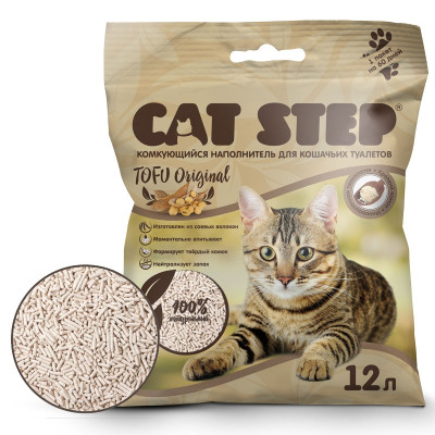 Наполнитель комкующийся растительный CAT STEP Tofu Original, 12 л