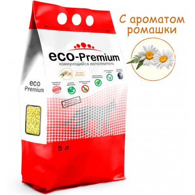 Эко-Премиум Наполнитель комкующийся растительный Ромашка 5л