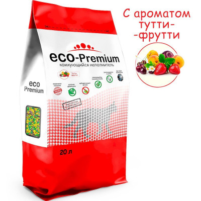 Эко-Премиум Наполнитель комкующийся растительный Тутти-Фрутти 20л
