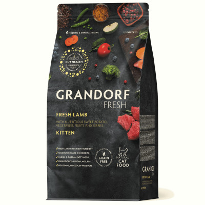 Grandorf Fresh для котят и беременных кошек с ягненком и бататом 400г