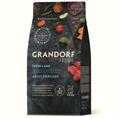 Grandorf Fresh для взрослых стерилизованных кошек с ягненком и бататом 2кг