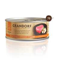 Grandorf Консервы для кошек Филе тунца с куриной грудкой в бульоне 70г