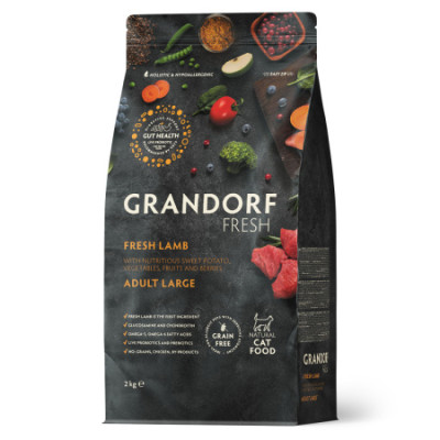 Grandorf Fresh для Крупных кошек Свежее мясо ягненка с бататом 2кг