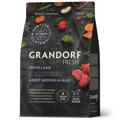 Grandorf Fresh для взрослых собак средних и крупных пород с ягненком и бататом 3кг