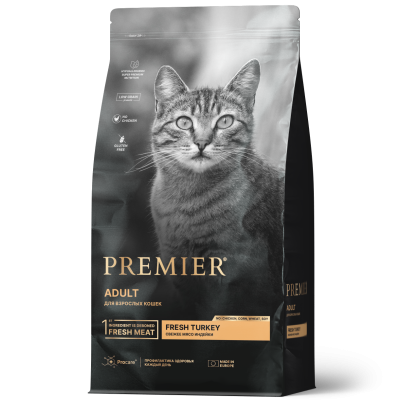Premier Cat Turkey Adult сухой корм для взрослых кошек, свежая индейка 400г