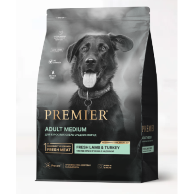 Premier Dog Lamb & Turkey Adult Medium для собак средних пород, свежее мясо ягненка с индейкой 10кг