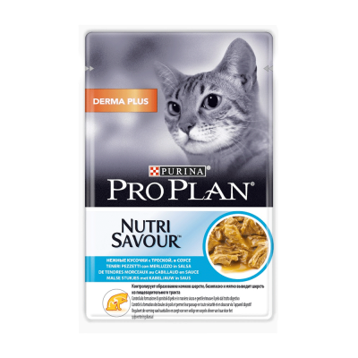 Purina Pro Plan Elegant корм для кошек с чувствительной кожей Треска в соусе, пауч 85г