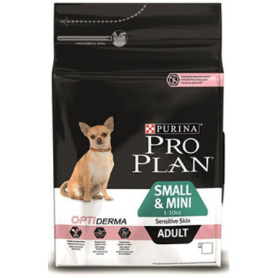 Purina Pro Plan Сухой корм для собак мини пород с чувствительной кожей Лосось, рис 700г